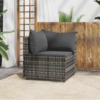 vidaXL Tuinhoekbank met kussens poly rattan grijs, Tuin en Terras, Verzenden, Nieuw, Rotan