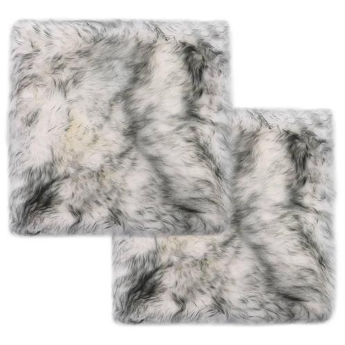 vidaXL Stoelkussens 2 st 40x40 cm schapenvacht gemêleerd, Huis en Inrichting, Woonaccessoires | Kussens, Grijs, Nieuw, Verzenden