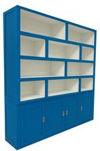 Lichtblauwe design vakkenkast ongelijke vakken 200 x 240cm, Huis en Inrichting, Kasten | Buffetkasten, Ophalen of Verzenden, Nieuw