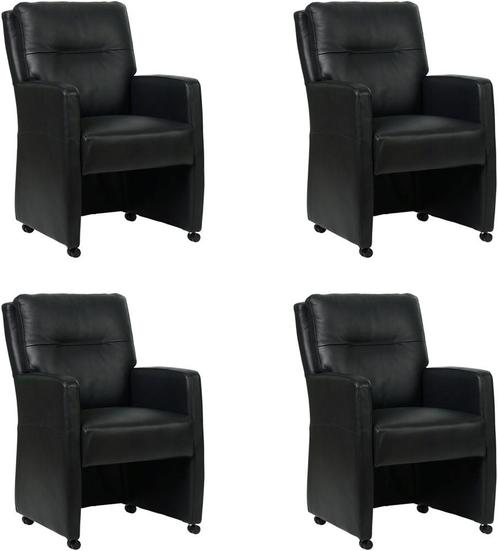 Zwarte leren landelijke eetkamerfauteuil - Granada leer Blac, Huis en Inrichting, Stoelen, Overige kleuren, Nieuw, Leer, Ophalen of Verzenden