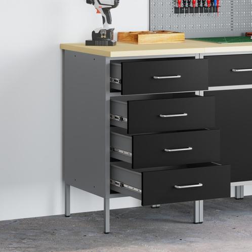 vidaXL Werkbank Zwart en grijs 50 x 55 x 85 cm Poedergecoat, Doe-het-zelf en Verbouw, Werkbanken, Nieuw, Verzenden