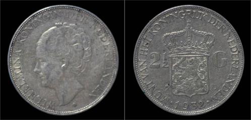 Netherlands Wilhelmina I 2 1/2 gulden(rijksdaalder)1932 z..., Postzegels en Munten, Munten | Europa | Niet-Euromunten, Verzenden