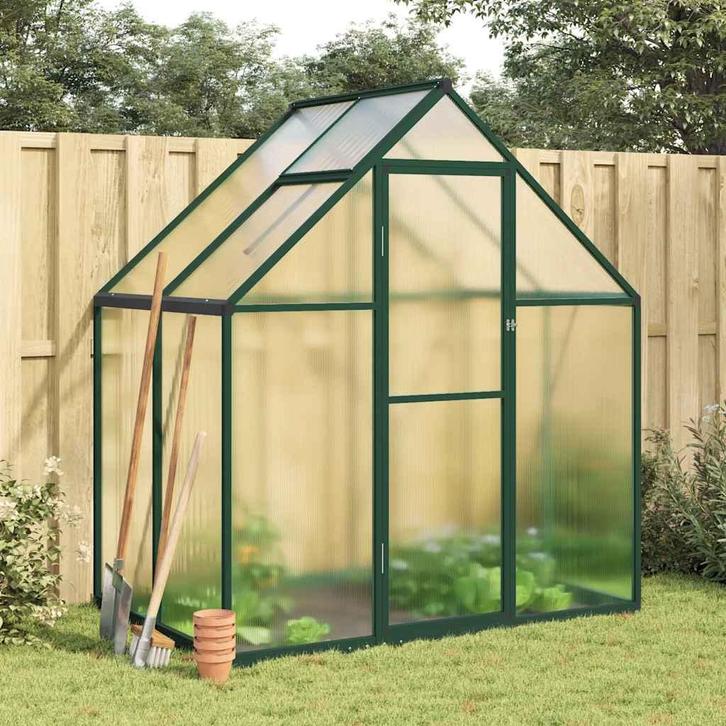 vidaXL Tuinkas met basisframe 169x114x195 cm aluminium groen, Tuin en Terras, Kassen, Nieuw, Verzenden