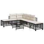 vidaXL 3-delige Loungeset met kussens poly rattan zwart, Verzenden, Nieuw, Rotan, Loungeset