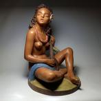 József Gondos - sculptuur, Nude Hawaiian Woman - 40 cm -