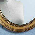 Ovale spiegel in vergulde lijst met weelderig kroontje ca 19, Antiek en Kunst, Ophalen of Verzenden