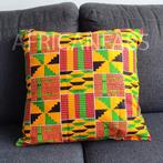 Afrikaans kussen | Groen gele kente - Sierkussen 45x45 - 100, Huis en Inrichting, Woonaccessoires | Kussens, Ophalen of Verzenden