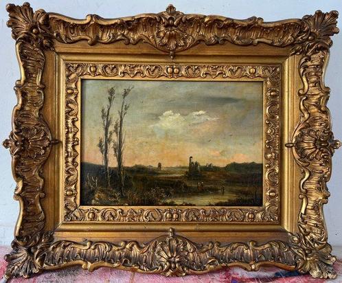 Britse school (XIX) - Figures in a landscape with ruin, Antiek en Kunst, Kunst | Schilderijen | Klassiek