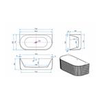 Half Vrijstaand Bad BWS Evi Met Ribbel 170x80x58 cm Mat Wit, Doe-het-zelf en Verbouw, Sanitair, Ophalen of Verzenden, Nieuw