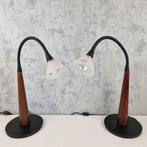 Bureaulamp - Glas, Hout, IJzer - Twee flexibele design, Antiek en Kunst