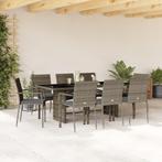 vidaXL 9-delige Tuinset met kussens poly rattan grijs, Tuin en Terras, Tuinsets en Loungesets, Nieuw, 8 zitplaatsen, Tuinset, Verzenden
