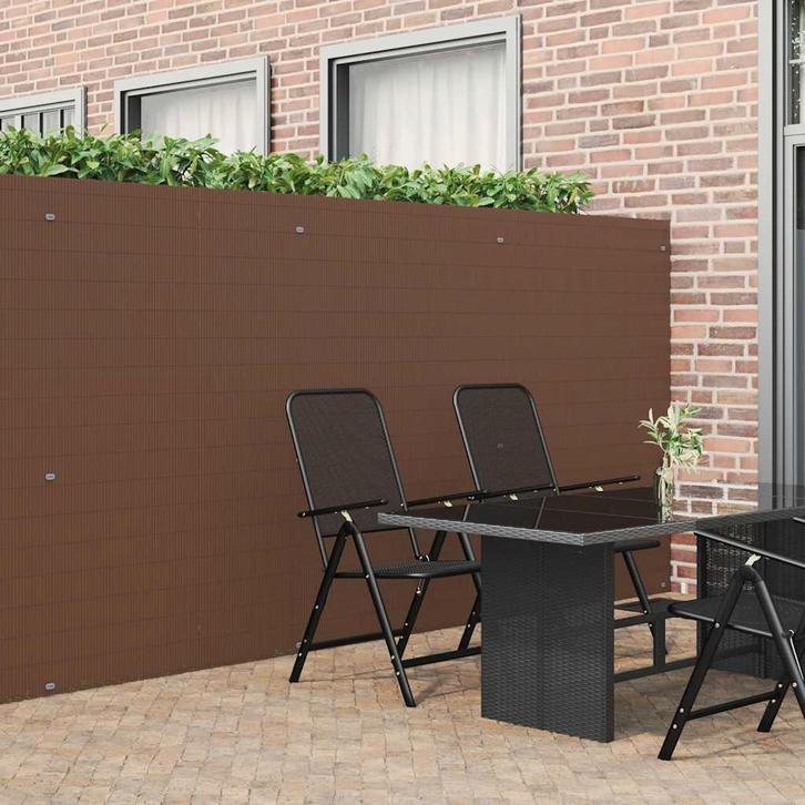 vidaXL Tuinhek Dubbelzijdig Bruin 1,8x3 m PVC, Tuin en Terras, Schuttingen, Nieuw, Kunststof, Verzenden