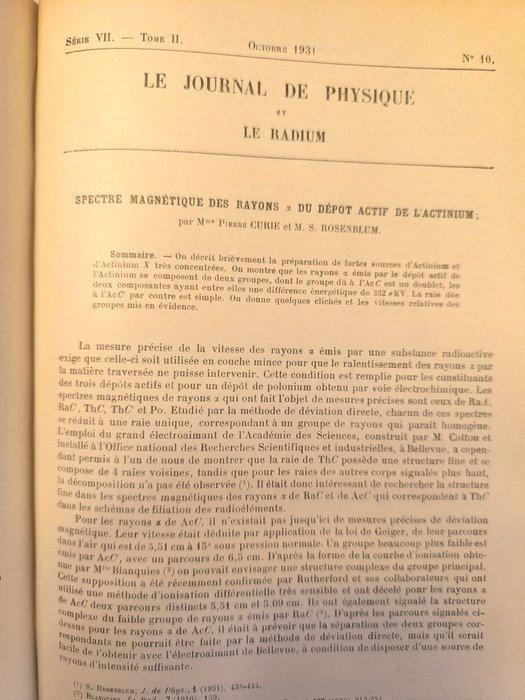 Mme P.Curie - Le journal de physique et le Radium -, Antiek en Kunst, Antiek | Boeken en Bijbels
