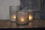 Cilinder windlicht Dew grey bubbels 15 x 20 cm, Ophalen of Verzenden, Nieuw