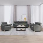 vidaXL 3-delige Loungeset met kussens stof donkergrijs, Huis en Inrichting, Banken | Bankstellen, Verzenden, Nieuw, Vierpersoons of meer