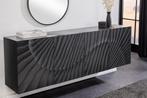 Massief dressoir SCORPION 180cm zwart hangend mangohout 3D, Huis en Inrichting, Ophalen of Verzenden, Nieuw