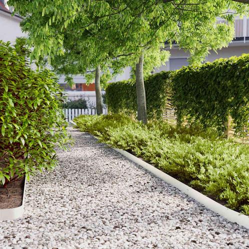 vidaXL Gazonranden 50 st 10x103 cm koudgewalst staal wit, Tuin en Terras, Overige Tuin en Terras, Nieuw, Verzenden