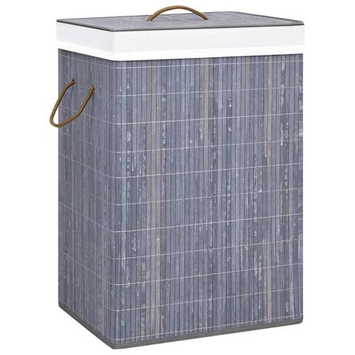 vidaXL Wasmand met 1 vak bamboe grijs, Tuin en Terras, Droogmolens en Wasrekken, Nieuw, Verzenden