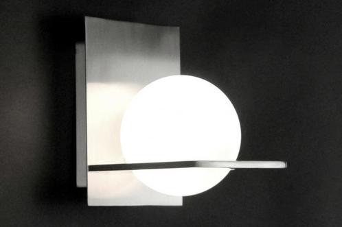 Rietveld Wandlampen - Wit, Staalgrijs - Glas, Staal, Metaal, Huis en Inrichting, Lampen | Wandlampen, Verzenden