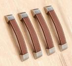 Set van 4 leren handgrepen (128 mm, bruin, eindstuk metaal), Ophalen of Verzenden, Nieuw