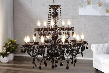 Design kroonluchter BLACK CRYSTAL XL 80cm zwart acryl beschikbaar voor biedingen