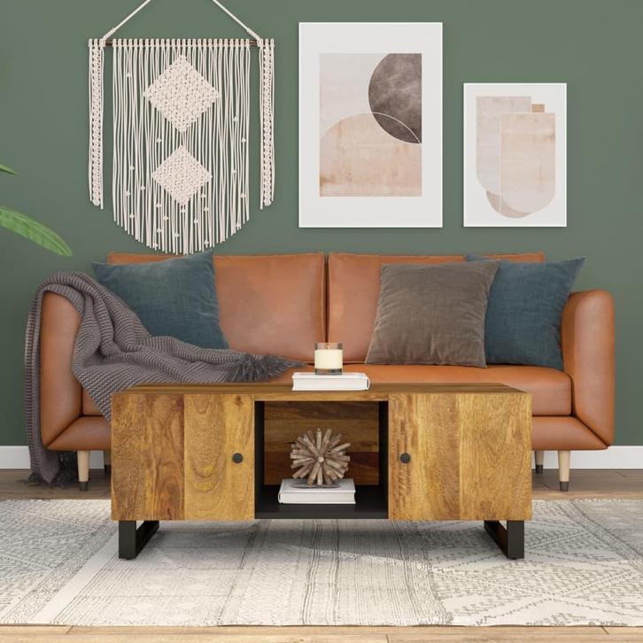 vidaXL Salontafel 100x54x40 cm massief mangohout en bewerkt, Huis en Inrichting, Tafels | Salontafels, 100 tot 150 cm, Nieuw, Overige houtsoorten