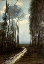 G. Sidoli (XX) - Grande Paesaggio Boschivo con Sentiero, Antiek en Kunst