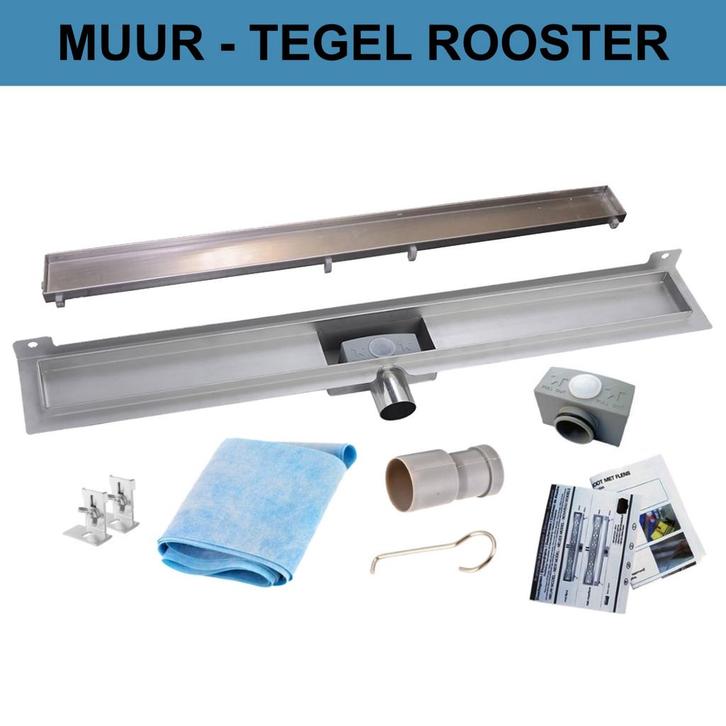 RVS Douchegoot Muurflens met uitneembaar sifon TEGEL ROOSTER, Doe-het-zelf en Verbouw, Sanitair, Douche, Nieuw, Ophalen of Verzenden