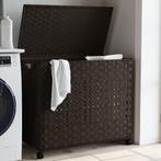 vidaXL Wasmand op wielen 66x35x60 cm rattan donkerbruin, Tuin en Terras, Droogmolens en Wasrekken, Verzenden, Nieuw