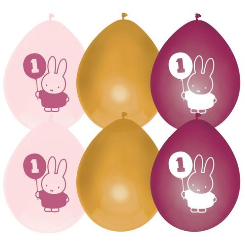 Nijntje Ballonnen 1 Jaar Roze 30cm 6st, Hobby en Vrije tijd, Feestartikelen, Nieuw, Verzenden