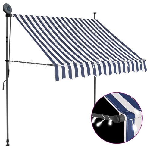 vidaXL Luifel handmatig uitschuifbaar met LED 100 cm blauw, Tuin en Terras, Zonneschermen, Nieuw, Verzenden