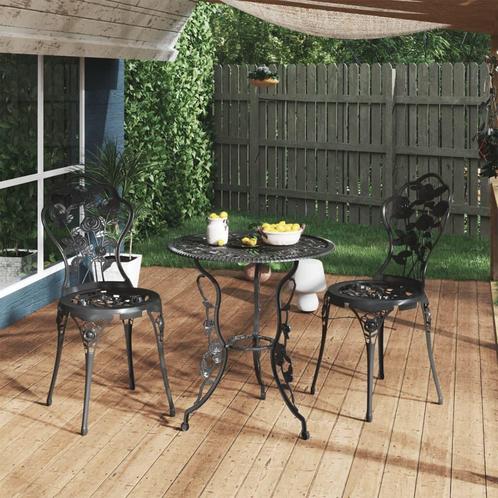 vidaXL 3-delige Bistroset gietaluminium zwart, Tuin en Terras, Tuinsets en Loungesets, Nieuw, Aluminium, Verzenden