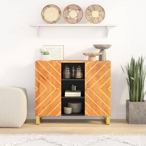 vidaXL Dressoir 90x33,5x75 cm massief mangohout bruin en, Huis en Inrichting, Kasten | Dressoirs, 25 tot 50 cm, Nieuw, 50 tot 100 cm