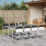 vidaXL 9-delige Tuinset met kussens textileen wit, Tuin en Terras, Tuinsets en Loungesets, Verzenden, Nieuw, 8 zitplaatsen, Rvs