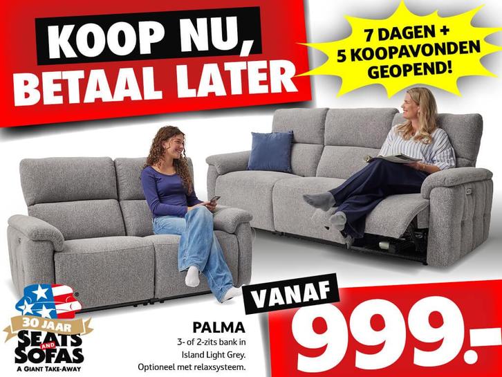 Palma 3-Zits of 2-Zits Bank vanaf €999.-, Huis en Inrichting, Banken | Bankstellen