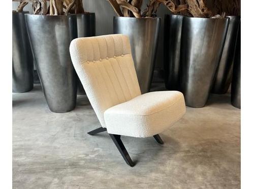 Veiling - Fauteuil Denzi - Boucle - Stof - Wit - Creme, Huis en Inrichting, Fauteuils