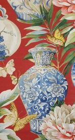 Exclusief Chinoiserie-weefsel met oude vazen en bloemen -