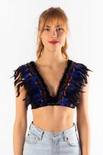 Top met Veren Blauw Bruin XS S M Verentop Steampunk Topje Ve, Kleding | Dames, Ophalen of Verzenden, Nieuw, Carnaval, Kleding