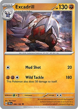 Excadrill 086/162 reverse holo Temporal forces, Hobby en Vrije tijd, Verzamelkaartspellen | Pokémon, Losse kaart, Nieuw, Foil