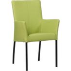 Leren eetkamerstoel Comfort met armleuning - Hermes Lime, Huis en Inrichting, Stoelen, Nieuw, Leer, Ophalen of Verzenden, Leren eetkamerstoel Comfort met armleuning - Hermes Lime (felgroen) - Poten staal vierkant zwart past perfect in uw interieur als u woonstijl: Modern is.