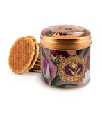 Blik met 8 stroopwafels tulpen rose embossed, Ophalen of Verzenden, Nieuw