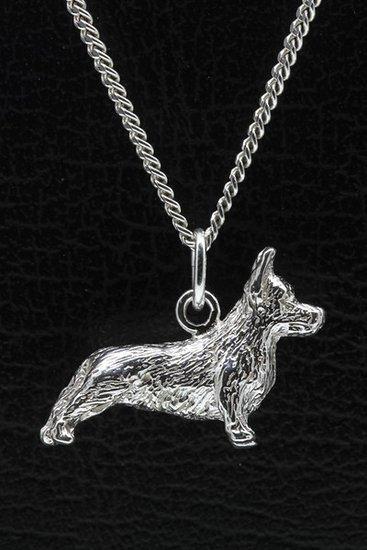 Zilveren Welsh corgi cardigan ketting hanger - groot, Sieraden, Tassen en Uiterlijk, Kettinghangers, Verzenden
