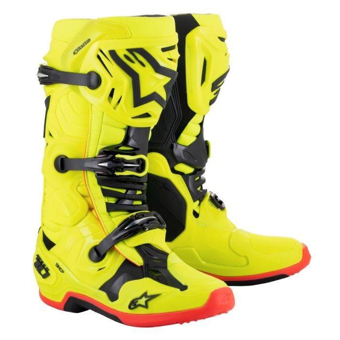 Alpinestars Tech 10 Schoenen Geel Fluo Zwart Rood Fluo, Motoren, Kleding | Motorkleding, Nieuw met kaartje, Laarzen, Verzenden