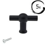 5X Deurknop Kansas 48 mm Zwart, Huis en Inrichting, Verzenden, Nieuw