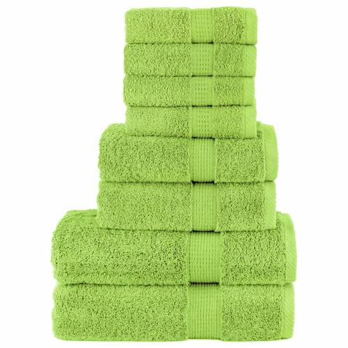 vidaXL 8-delige Handdoekenset SOLUND 600 g/m² appelgroen, Huis en Inrichting, Badkamer | Badtextiel en Accessoires, Groen, Nieuw