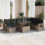 vidaXL 9-delige Loungeset met kussens poly rattan grijs, Verzenden, Nieuw, Rotan, Loungeset