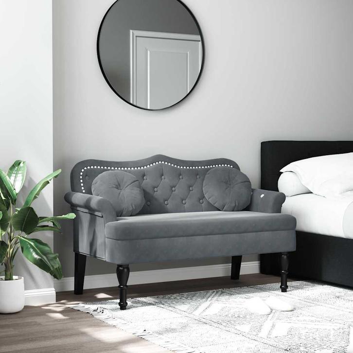 vidaXL Bank met kussens donkergrijs 120,5x65x75 cm fluweel, Huis en Inrichting, Banken | Bankstellen, Nieuw, Minder dan 150 cm