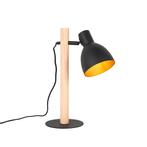 Landelijke tafellamp zwart met hout - Flint, Huis en Inrichting, Lampen | Tafellampen, Nieuw, Overige materialen, Landelijk, Minder dan 50 cm