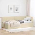 vidaXL Hoekbedframe met hoofdeinde Crème 100 cm x 200 cm, Verzenden, Nieuw, Crème, Stof