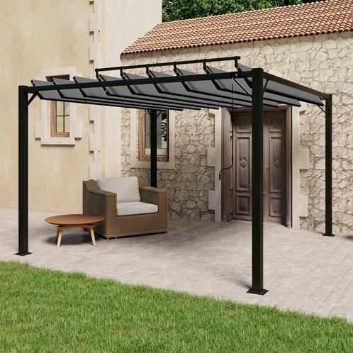 Prieel met lamellendak 3x3 m stof en aluminium, Tuin en Terras, Partytenten, Nieuw, Verzenden